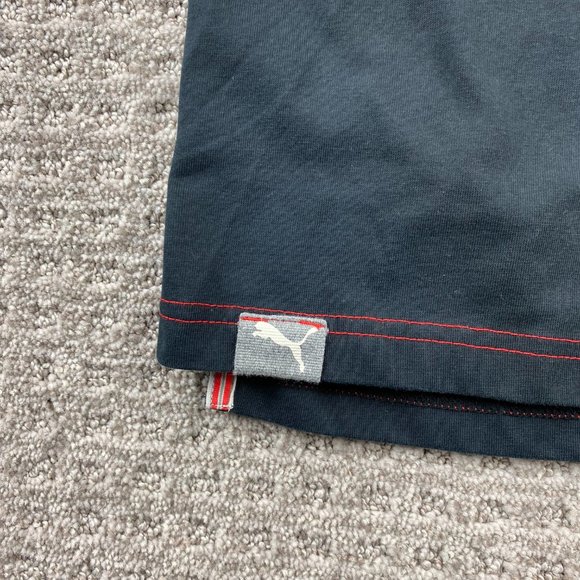 Puma Soccer Germany Polo Shirt Men Large L Black Green White Stripe Casual Sport - Picture 7 of 16